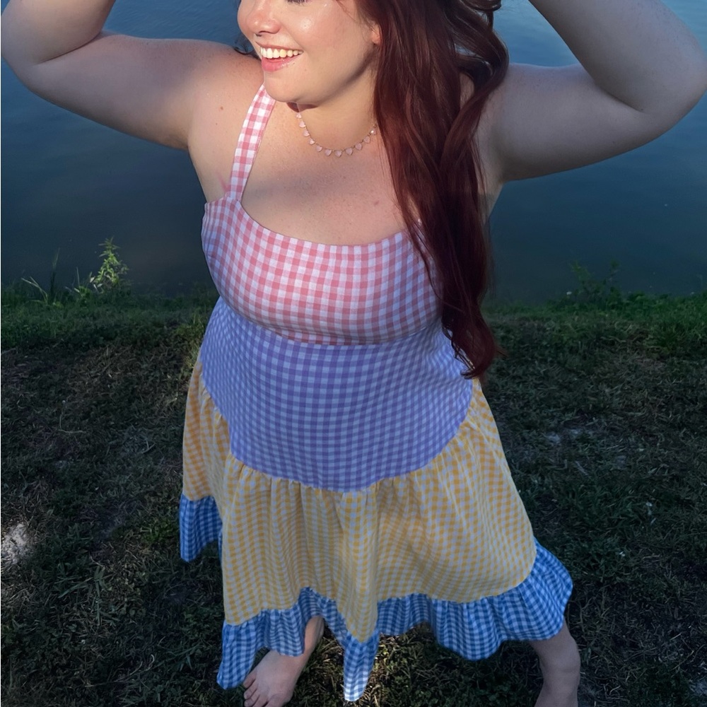 BiBi Colorblock Gingham Sundress